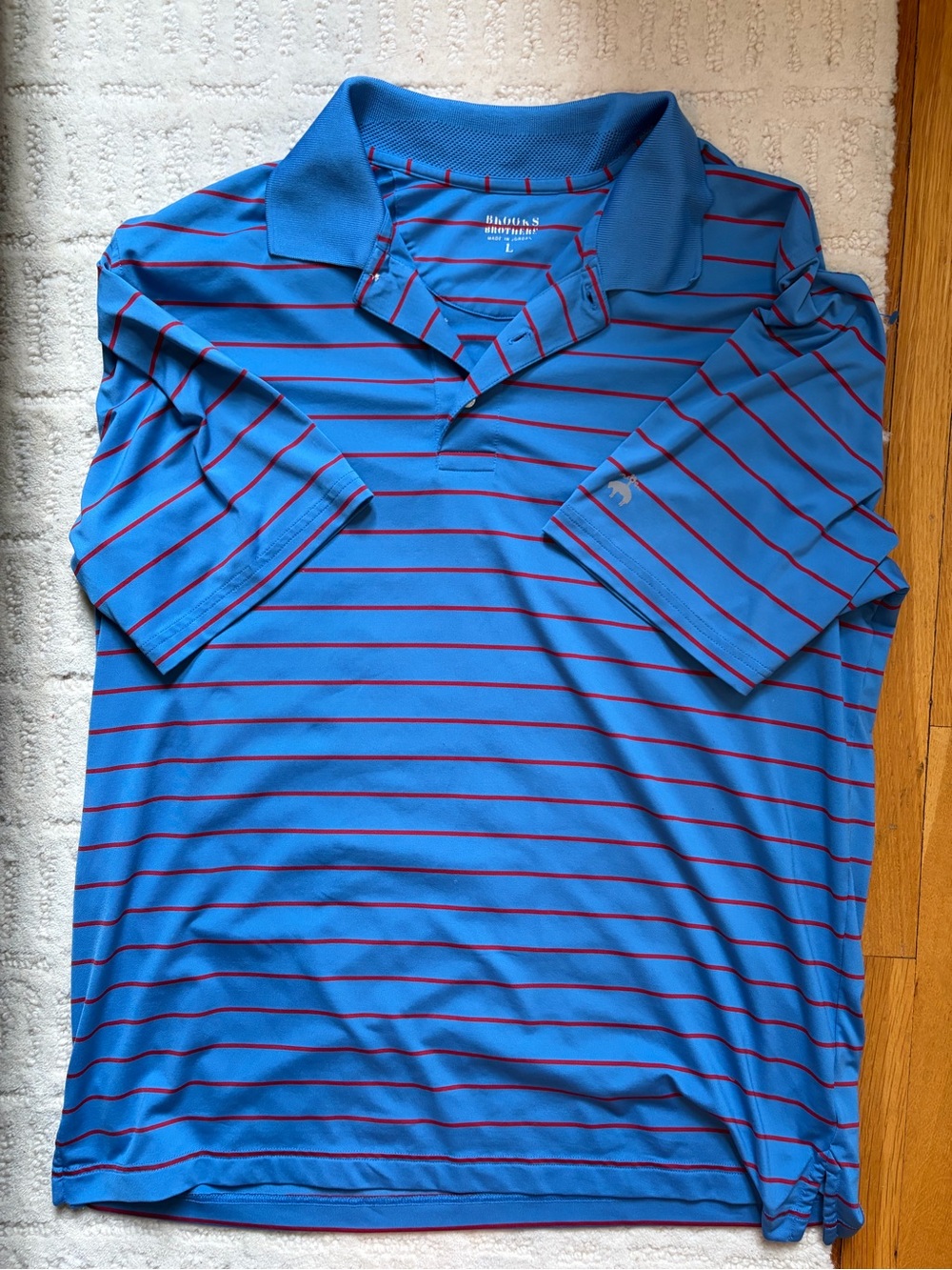Blue and Red Striped Polo Shirt Brooks Brothers, golf polo size Large